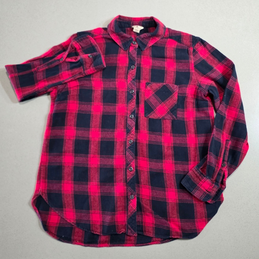 Woolrich Womens Red Black Buffalo Plaid Flannel Button Down Shirt Size Medium